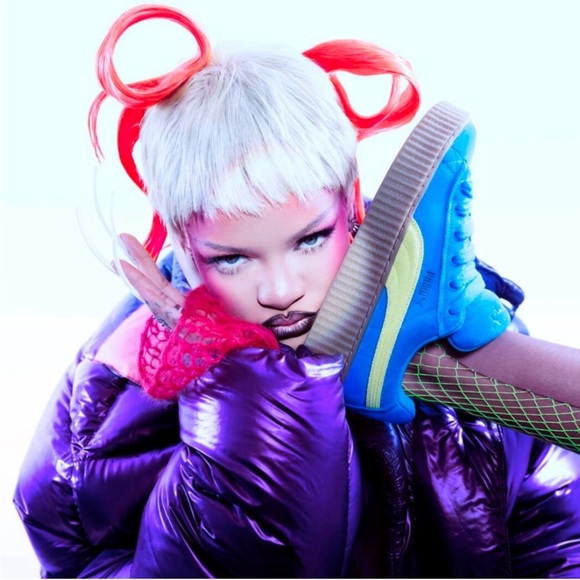 Fendy Puma Creeper Phatty By Rhianna NWOT Women’s Size 6 Blue Neon Green - Picture 6 of 13